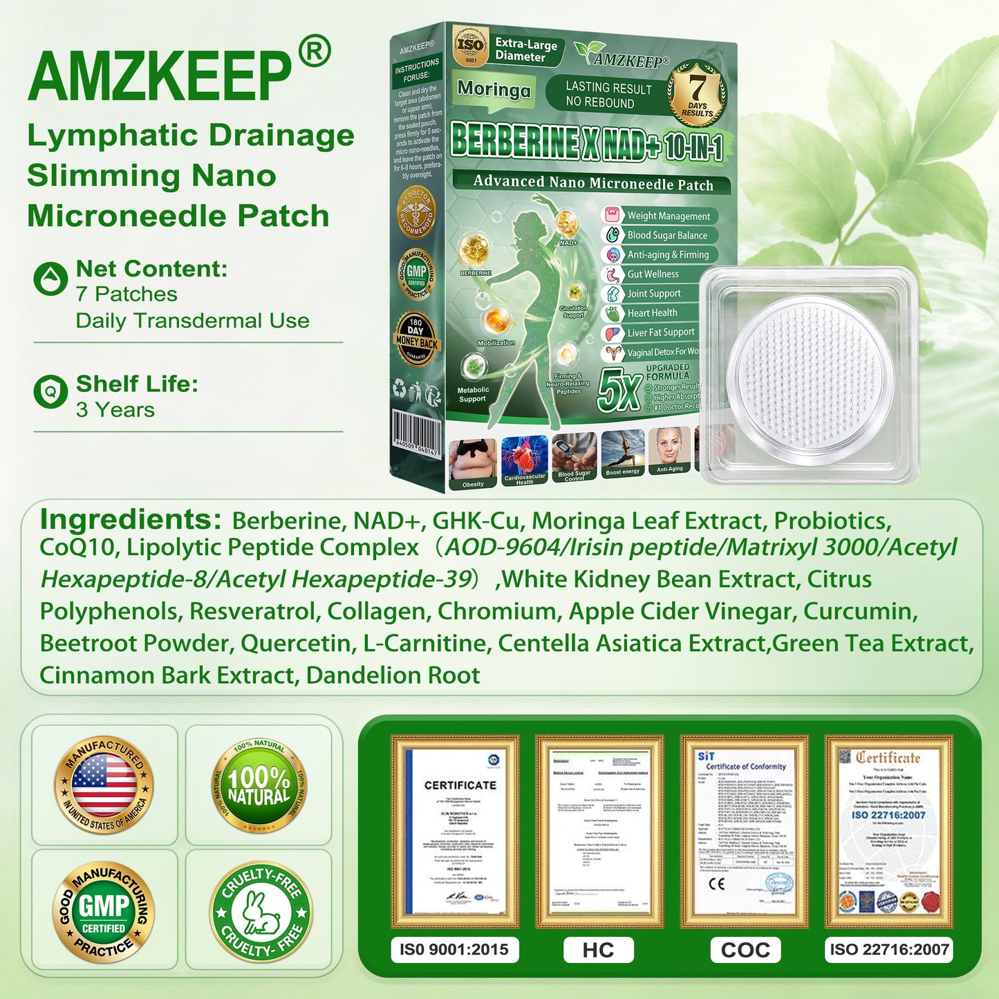 🇨🇦𝑶𝒇𝒇𝒊𝒄𝒊𝒂𝒍 𝑺𝒕𝒐𝒓𝒆 | 𝐀𝐌𝐙𝐊𝐄𝐄𝐏® 𝑴𝒆𝒕𝒂𝒃𝒐𝒍𝒊𝒄 𝑵𝒂𝒏𝒐 𝑴𝒊𝒄𝒓𝒐𝒏𝒆𝒆𝒅𝒍𝒆 𝑷𝒂𝒕𝒄𝒉 (𝐉𝐮𝐬𝐭 𝐨𝐧𝐜𝐞 𝐚 𝐝𝐚𝐲, 𝐯𝐢𝐬𝐢𝐛𝐥𝐞 𝐜𝐡𝐚𝐧𝐠𝐞𝐬 𝐢𝐧 𝟕 𝐝𝐚𝐲𝐬）𝘽𝙚𝙧𝙗𝙚𝙧𝙞𝙣𝙚 + 𝙈𝙤𝙧𝙞𝙣𝙜𝙖 𝙁𝙤𝙧𝙢𝙪𝙡𝙖 ✅ 𝐅𝐨𝐫 𝐨𝐛𝐞𝐬𝐢𝐭𝐲, 𝗟𝗼𝗼𝘀𝗲 𝘀𝗸𝗶𝗻,𝐝𝐢𝐚𝐛𝐞𝐭𝐞𝐬, 𝐬𝐥𝐞𝐞𝐩 𝐚𝐩𝐧𝐞𝐚, 𝐣𝐨𝐢𝐧𝐭 𝐢𝐬𝐬𝐮𝐞𝐬 𝐚𝐧𝐝 𝐦𝐨𝐫𝐞