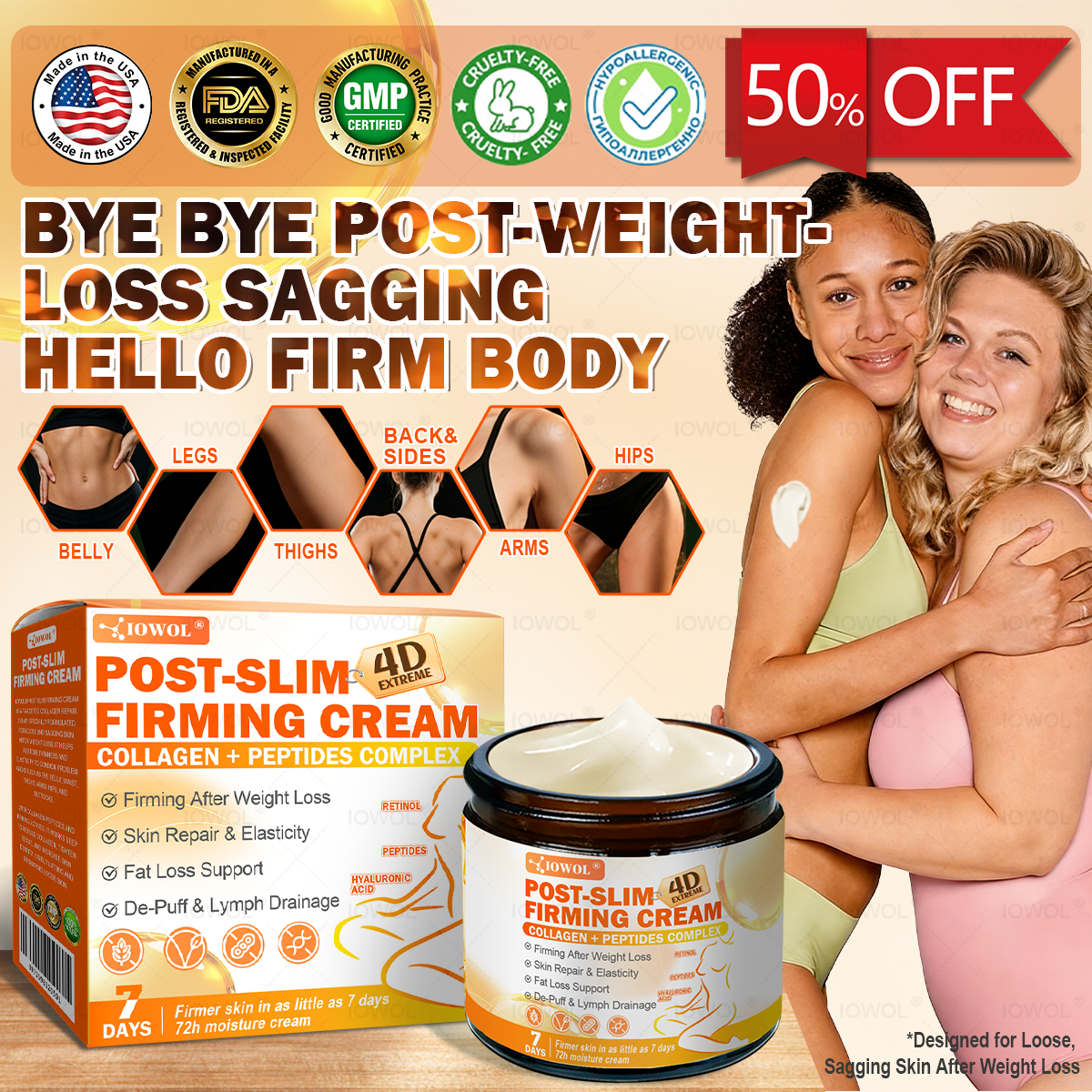𝐎𝐟𝐟𝐢𝐜𝐢𝐚𝐥 𝐒𝐭𝐨𝐫𝐞 | 𝐈𝐎𝐖𝐎𝐋® 𝐏𝐨𝐬𝐭-𝐒𝐥𝐢𝐦 𝐅𝐢𝐫𝐦𝐢𝐧𝐠 𝐂𝐫𝐞𝐚𝐦 𝐰𝐢𝐭𝐡 𝐆𝐇𝐊-𝐂𝐮, 𝐀𝐫𝐠𝐢𝐫𝐞𝐥𝐢𝐧𝐞 & 𝐌𝐚𝐭𝐫𝐢𝐱𝐲𝐥 𝟑𝟎𝟎𝟎, 𝐜𝐨𝐥𝐥𝐚𝐠𝐞𝐧 𝐩𝐞𝐩𝐭𝐢𝐝𝐞𝐬 𝐚𝐧𝐝 𝐬𝐤𝐢𝐧-𝐟𝐢𝐫𝐦𝐢𝐧𝐠 𝐚𝐜𝐭𝐢𝐯𝐞𝐬 𝐭𝐨 𝐭𝐚𝐫𝐠𝐞𝐭 𝐥𝐨𝐨𝐬𝐞, 𝐬𝐚𝐠𝐠𝐢𝐧𝐠 𝐬𝐤𝐢𝐧 𝐚𝐟𝐭𝐞𝐫 𝐰𝐞𝐢𝐠𝐡𝐭 𝐥𝐨𝐬𝐬.