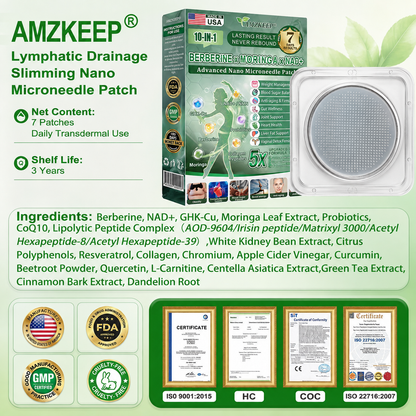 AMZKEEP® NAD+ Moringa Berberine AMPK Support Nano Microneedle Patch