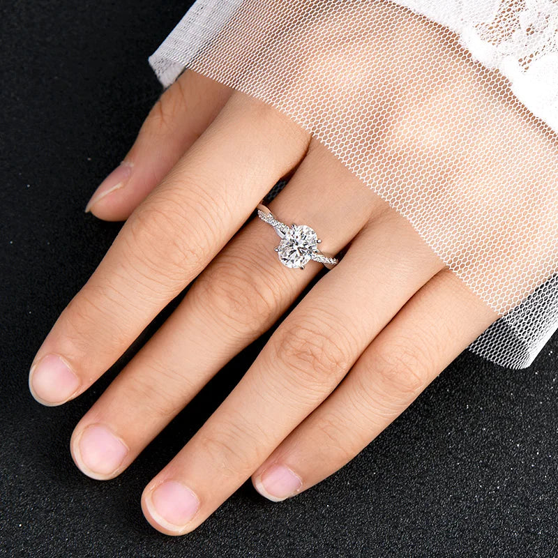 2CT Oval Cut Moissanite Engagement Ring Set Anniversary Gift Wedding Ring Jewelry for Women with Certified S925 Sterling Silver