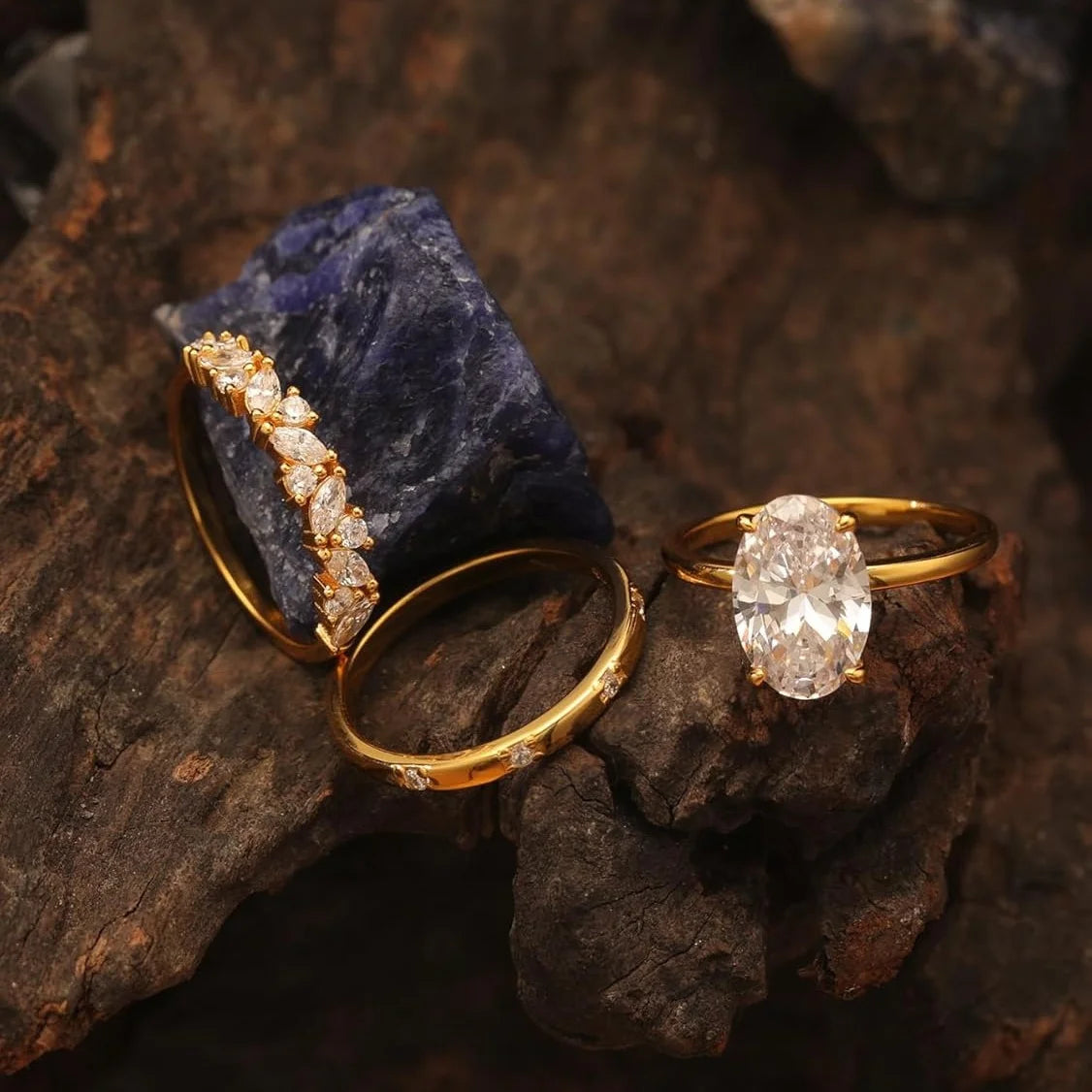 3pcs Oval Moissanite Bridal Set 8x12mm 4.5CT - Stackable Wedding Rings Fine Jewelry for Women, 925 Sterling Silvery Luxury Trio