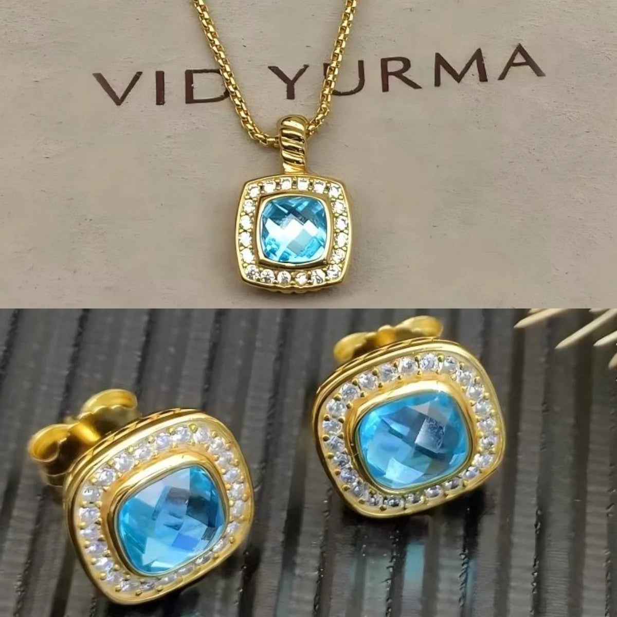 2025 New High-Quality Christmas Elegant and Simple Square Diamond Necklace and Earrings Set - Valentine's Day Gift