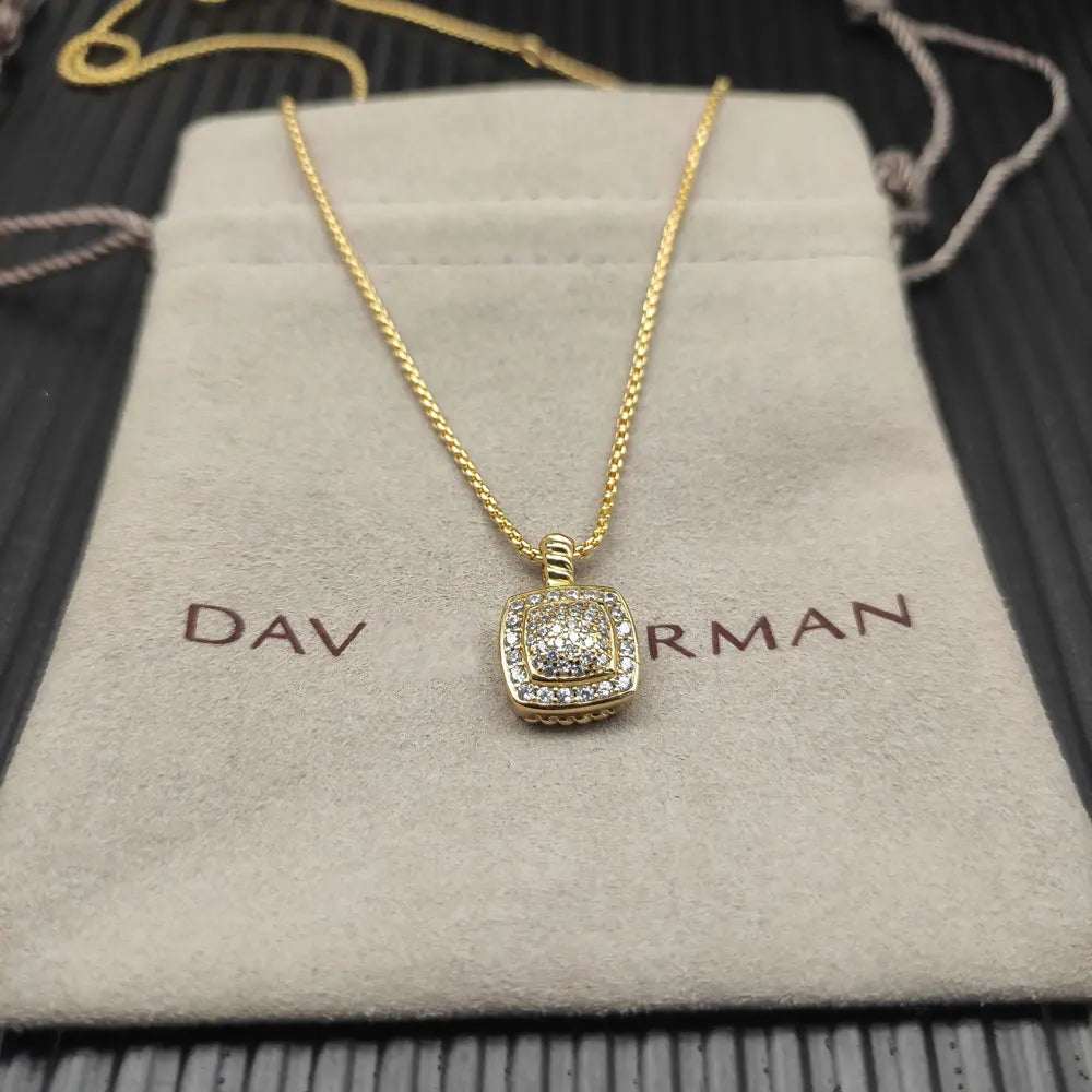 2025 New High-Quality Christmas Elegant and Simple Square Diamond Necklace and Earrings Set - Valentine's Day Gift