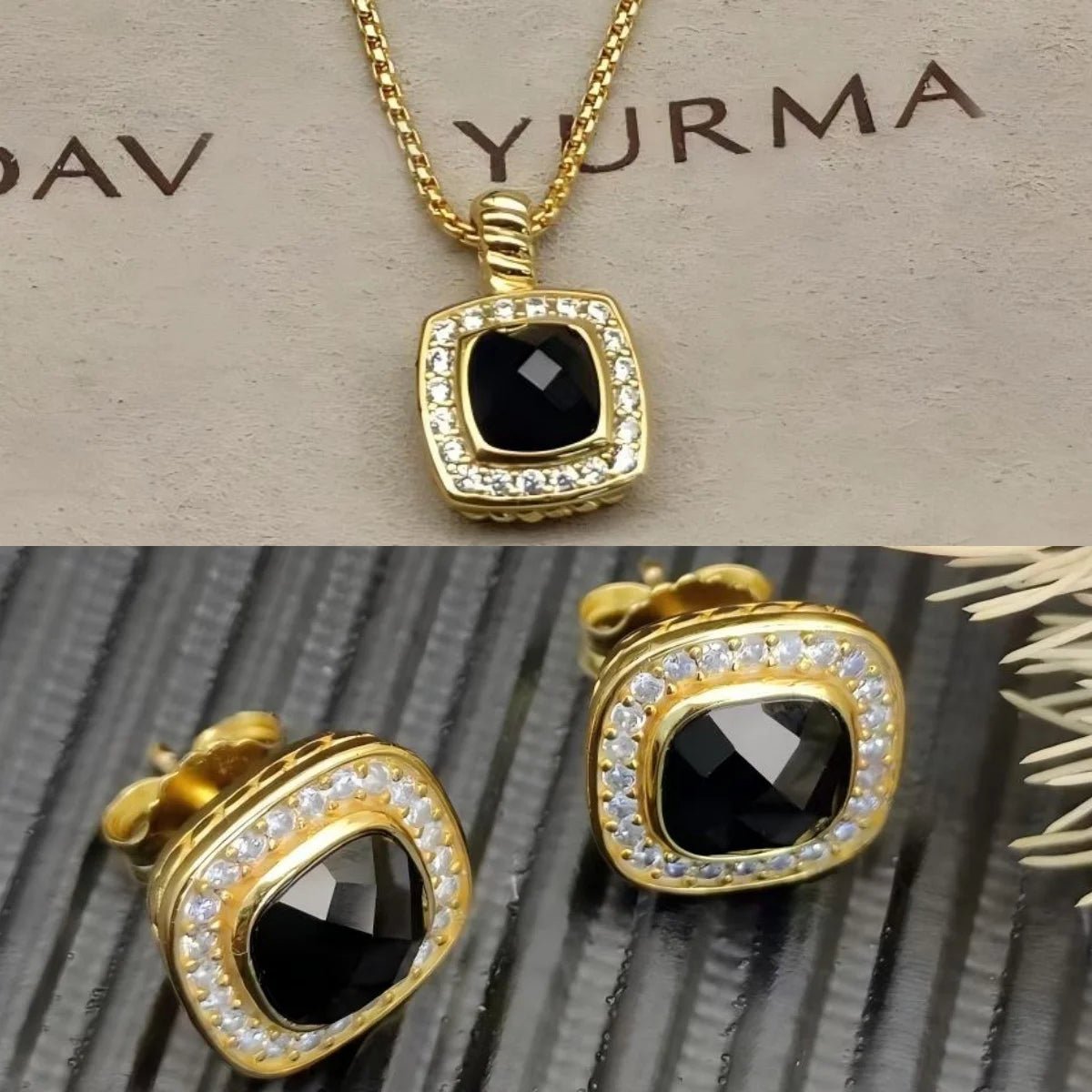 2025 New High-Quality Christmas Elegant and Simple Square Diamond Necklace and Earrings Set - Valentine's Day Gift