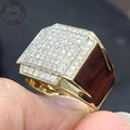 Fashion Studded Men's Stunning Engagement Ring Made In 925 Sterling Silver Luxury 18K Gold Plated Hip Hop Rings Fine Jewelry