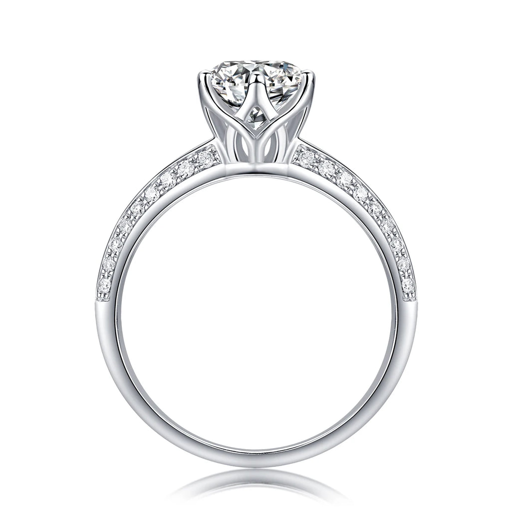 1pc 1ct 2ct 3ct Moissanite Ring 925 Sterling Silver 18K Gold Plated Elegant Gift Jewelry for Women Comes with GRA Certificate