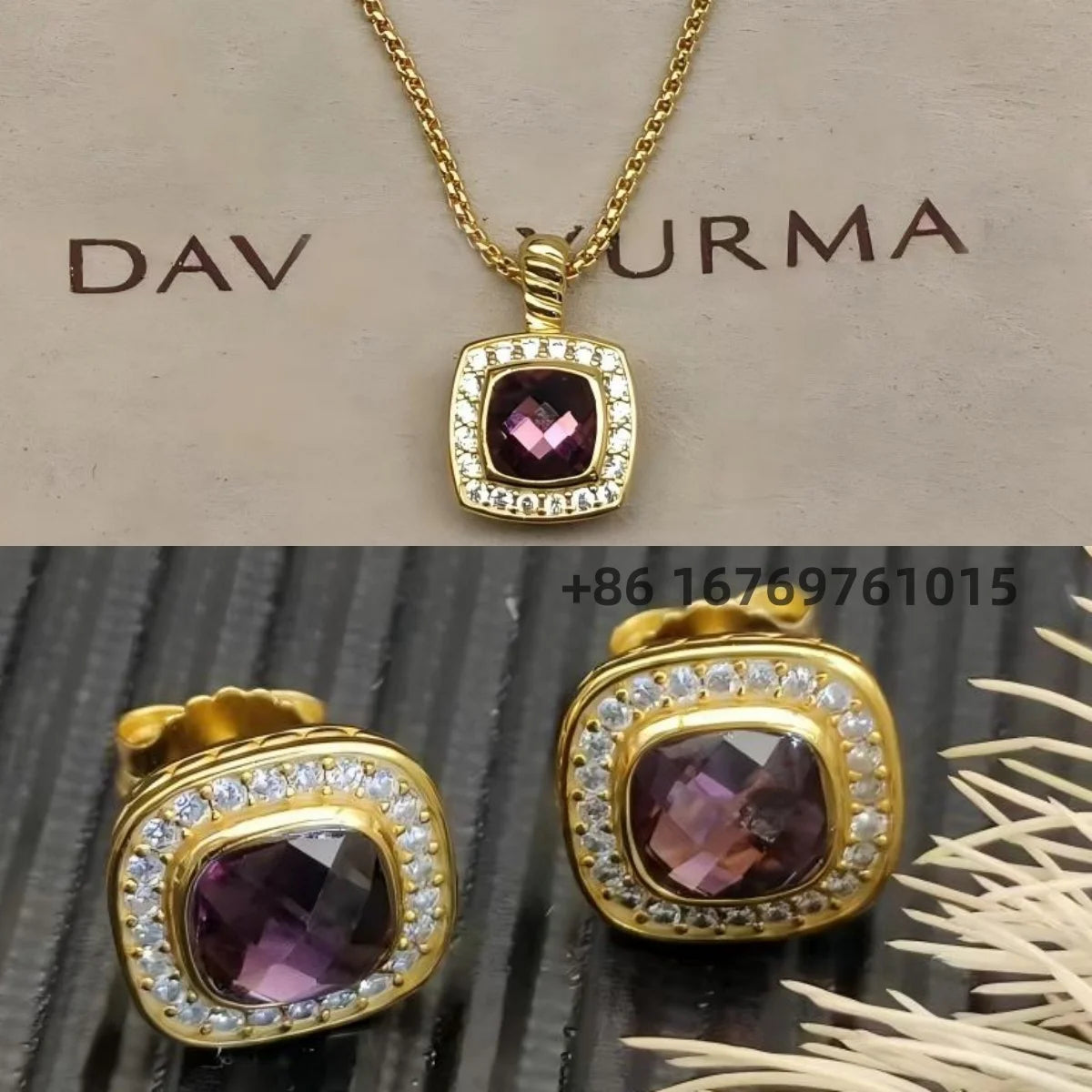 2025 New High-Quality Christmas Elegant and Simple Square Diamond Necklace and Earrings Set - Valentine's Day Gift