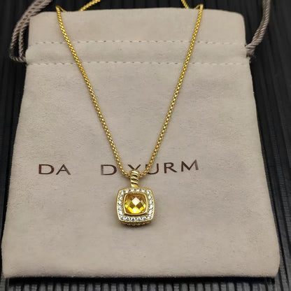 2025 New High-Quality Christmas Elegant and Simple Square Diamond Necklace and Earrings Set - Valentine's Day Gift