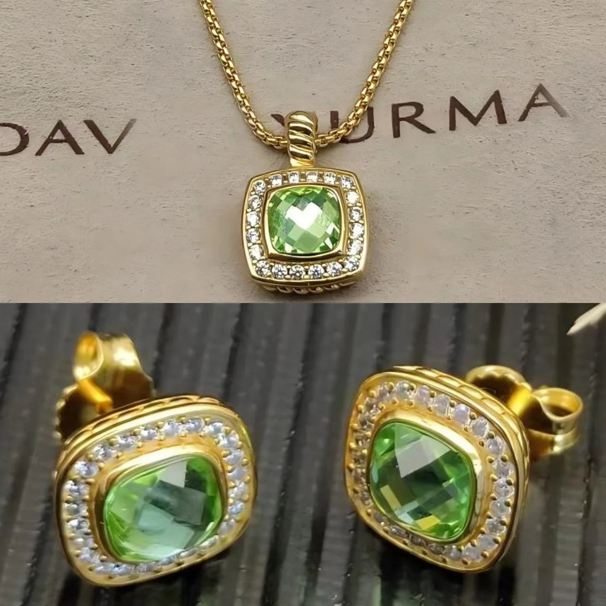 2025 New High-Quality Christmas Elegant and Simple Square Diamond Necklace and Earrings Set - Valentine's Day Gift